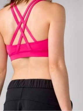 Lululemon Size 10 Hot Pink Sports Bra Top Worn Once Athletic Back Crosses
